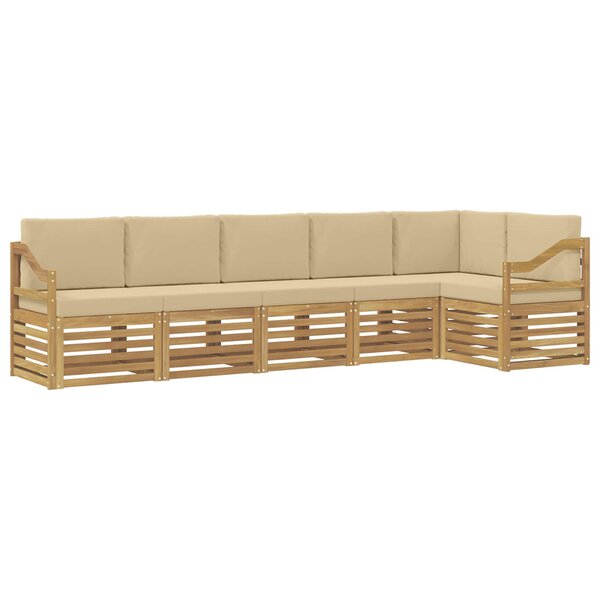 vidaXL Ensemble de canapés d'extérieur 6 Pièces Blanc et Beige