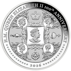 Monnaie H.M. QUEEN ELIZABETH II 100 Anniversaire 1 Oz Argent 1$ Australia 2026