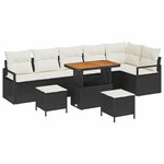 vidaXL Ensemble de canapé de jardin avec coussin 9 Pièces Noir Poly rotin