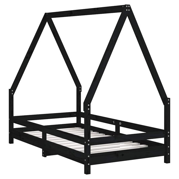 vidaXL Cadre de lit pour enfant noir 80x160 cm bois de pin massif