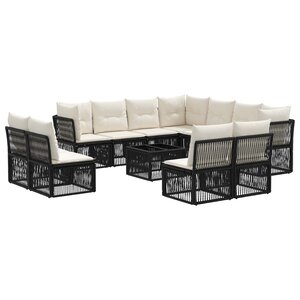 vidaXL Ensemble de canapé de jardin 12 Pièces Noir polyrotin
