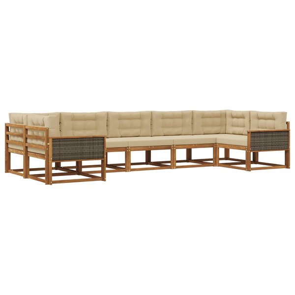 vidaXL Ensemble de canapés d'extérieur 7 pc Naturel et Beige