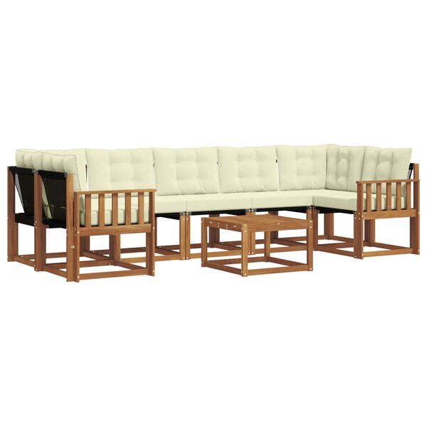 vidaXL Ensemble de canapés d'extérieur 8 pc Naturel et Crème