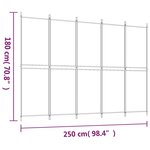 vidaXL Cloison de séparation 5 panneaux Marron 250x180 cm Tissu