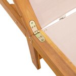 vidaXL Chaise longue et table crème bois d'acacia solide et textilène