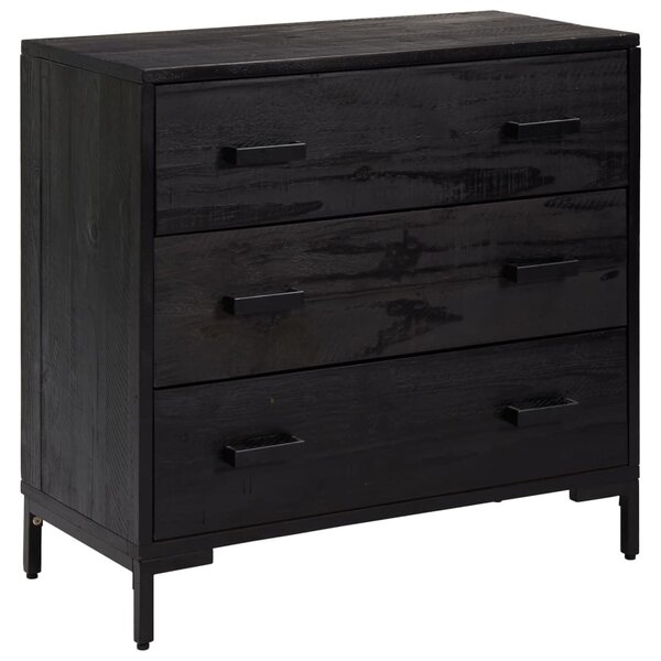 vidaXL Commode Noir 75x35x70 cm Bois de pin massif