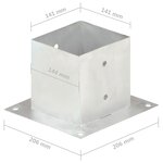 vidaXL Ancres de poteau 4 Pièces Métal galvanisé 141 mm
