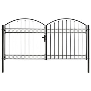 vidaXL Portillon double porte avec dessus arqué Acier 300x150 cm Noir