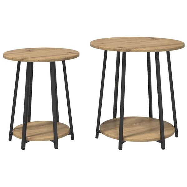 vidaXL Ensemble de tables d'appoint 2 Pièces Chêne artisanal et noir