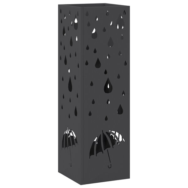 vidaXL Porte-parapluies Noir Métal Moyen Motif Porte-parapluies noir