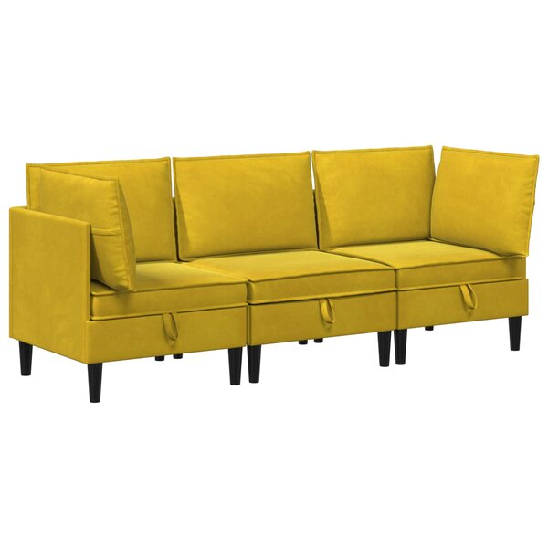 vidaXL Ensemble de meubles pour le salon 3 Pièces Jaune Velours