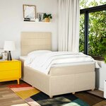 vidaXL Sommier à lattes de lit avec matelas crème 120x190 cm tissu