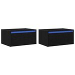 vidaXL Tables de chevet murales avec lumières LED 2 Pièces chêne noir