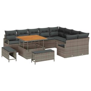 vidaXL Ensemble de canapé de jardin avec coussin 12 Pièces Gris