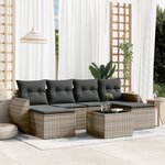 vidaXL Salon de jardin avec coussins 7 Pièces gris résine tressée
