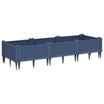 vidaXL Jardinière avec piquets bleu gris 125x40x28 5 cm PP