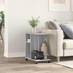 vidaXL Table d'appoint avec roues sonoma gris bois d'ingénierie