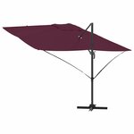 vidaXL Parasol Roma à Bras Déporté Rouge et Noir 352 x 251 x 260 cm