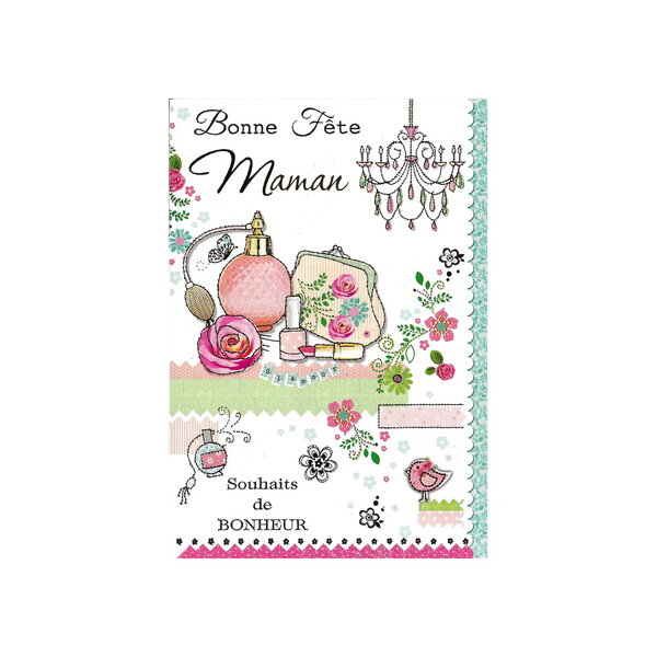 Carte de voeux - bonne fête maman - modèle : souhaits de bonheur gamour