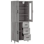 vidaXL Buffet haut Sonoma gris 69 5x34x180 cm Bois d'ingénierie