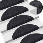 vidaXL Tapis d'escalier autocollants 30 pièces 56 x 17 x 3 cm Noir Demi-rond