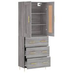 vidaXL Buffet haut Sonoma gris 69 5x34x180 cm Bois d'ingénierie