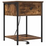 vidaXL Cabinet de chevet avec tiroir 2 Pièces Chêne fumé 42 x 41 x 56 cm