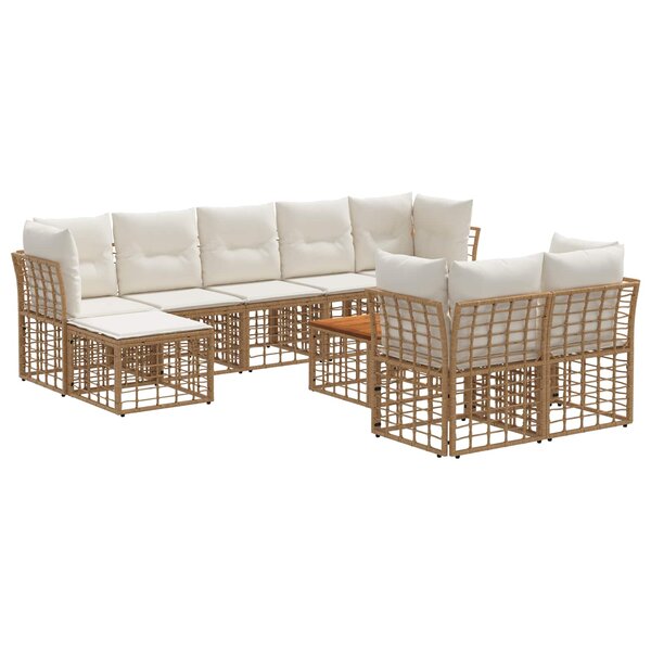 vidaXL Ensemble de canapés d'extérieur 10 Pièces Blanc Naturel et Crème