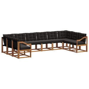 vidaXL Ensemble de canapés d'extérieur 10 pc Naturel et Noir