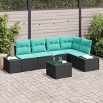vidaXL Ensemble de canapé de jardin avec coussin 6 Pièces Noir polyrotin