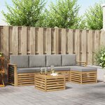 vidaXL Ensemble de canapés d'extérieur 6 Pièces Blanc et gris clair