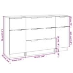 vidaXL Ensemble de buffets 3 Pièces Gris béton Bois d'ingénierie