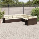 vidaXL Salon de jardin 10 Pièces avec coussins marron résine tressée