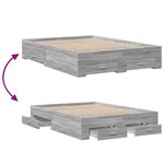 vidaXL Cadre de lit et tiroirs sonoma gris 140x190 cm bois ingénierie