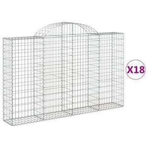 vidaXL Paniers à gabions arqués 18 Pièces 200x30x120/140 cm Fer galvanisé