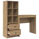 vidaXL Bureau avec tiroir avec étagère 2 Pièces Chêne artisanal