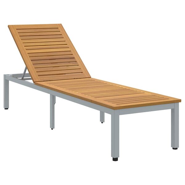 vidaXL Chaise longue Gris 200 x 55 x 35 cm Bois d'acacia massif
