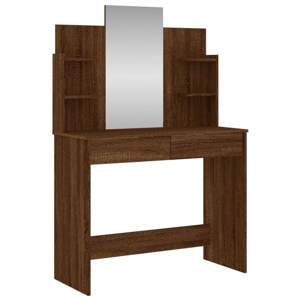 vidaXL Coiffeuse avec miroir chêne marron 96x39x142 cm