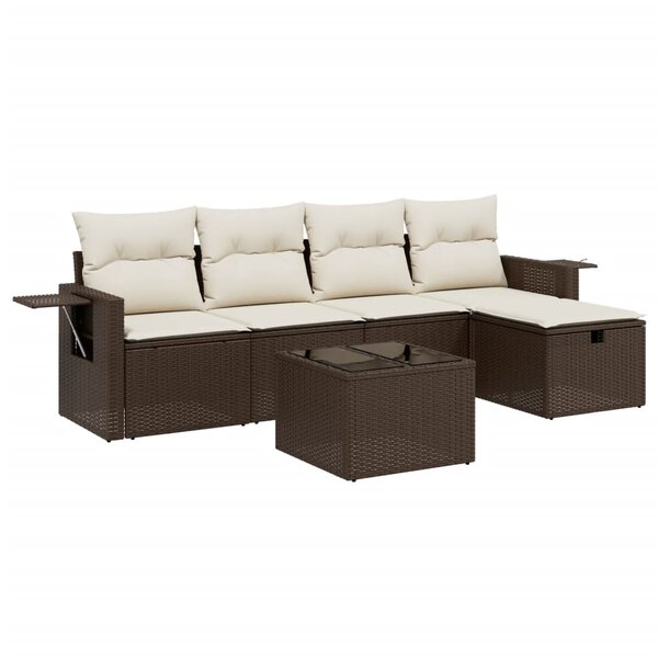 vidaXL Salon de jardin avec coussins 6 Pièces marron résine tressée