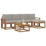 vidaXL Ensemble de canapés d'extérieur 6 Pièces Gris Naturel et Clair