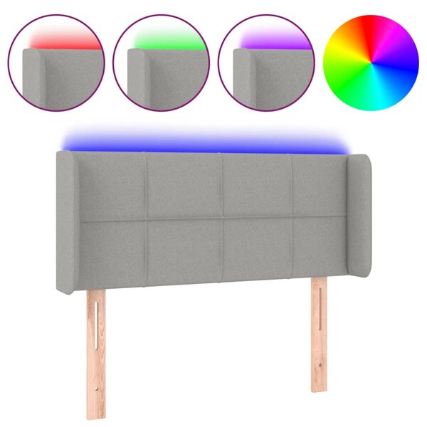 vidaXL Tête de lit à LED Gris clair 93x16x78/88 cm Tissu