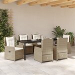 Ensemble salle à manger jardin 7 pièces beige en rotin vidaXL