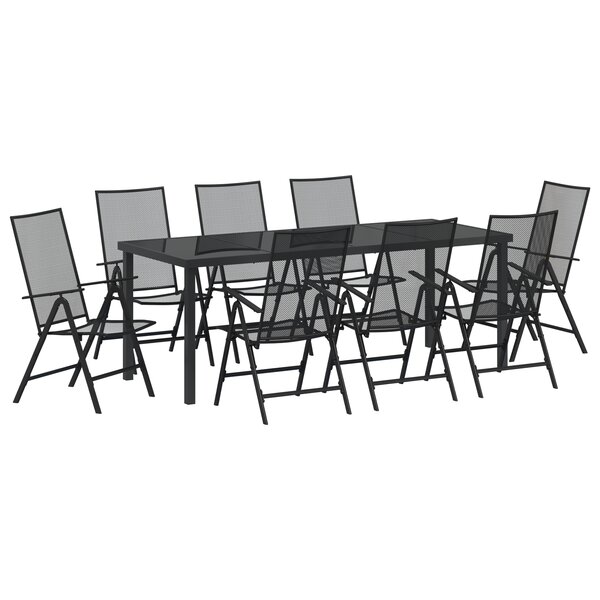 vidaXL Set de salle à manger de jardin 9 pièces en acier anthracite