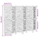 vidaXL Cloison de séparation 6 panneaux noir bois de paulownia massif