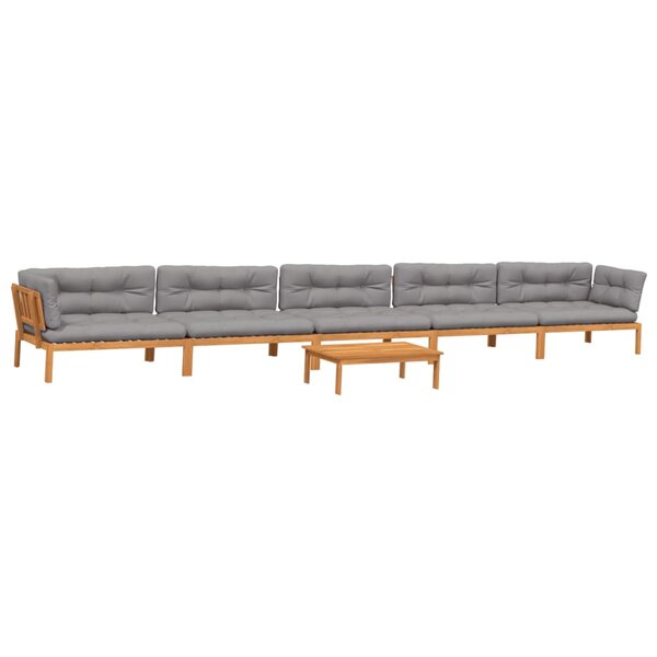 vidaXL Salon palette de jardin avec coussins 6Pièces bois d'acacia massif