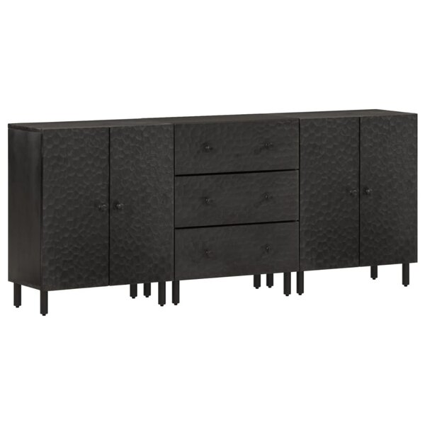 vidaXL Armoires latérales 3Pièces noir 60x33x75cm bois massif de manguier