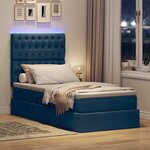vidaXL Lit de rangement LED avec matelas Bleu 90 x 190 cm Tissu