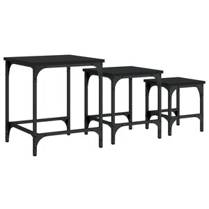 vidaXL Tables basses gigognes 3 Pièces noir bois d'ingénierie