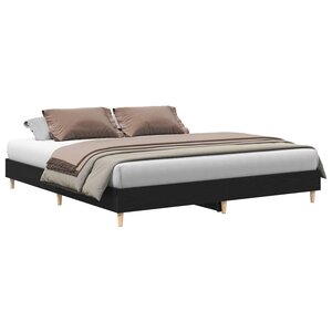 vidaXL Cadre de lit Chêne noir 203 x 163 x 25 cm Bois d'ingénierie