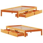 vidaXL Cadre de lit avec tiroirs sans matelas cire marron 100x200 cm